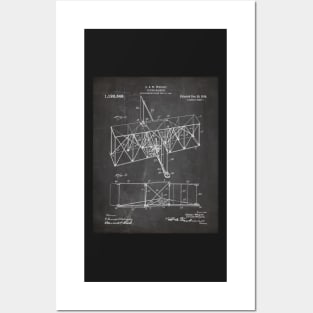 Wright Brothers Machine Patent - Airplane Art - Black Chalkboard Posters and Art